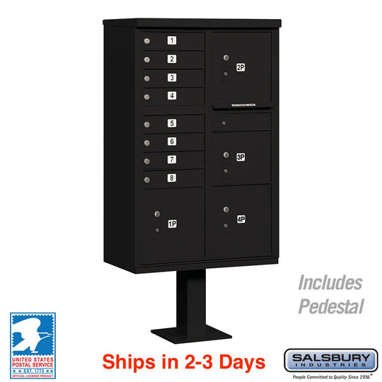 Salsbury 8 Tenant Doors and 4 Parcel Lockers Cluster Box Unit (CBU) Mailbox with USPS Access - Model 3306 - Select Commercial Mailboxes