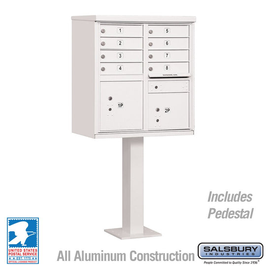Salsbury 8 Tenant Doors and 4 Parcel Lockers Cluster Box Unit (CBU) Mailbox with USPS Access - Model 3306 - Select Commercial Mailboxes
