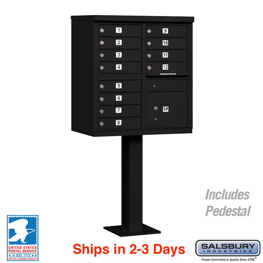 Salsbury 12 Tenant Doors and 1 Parcel Locker Cluster Box Unit (CBU) Mailbox with USPS Access - Model 3312 - Select Commercial Mailboxes