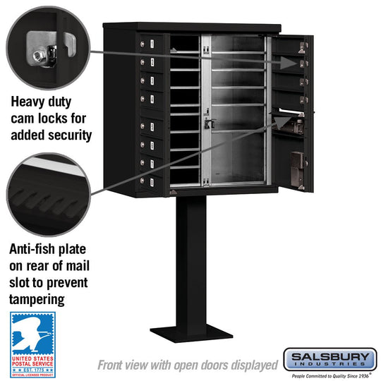 Salsbury 12 Tenant Doors and 1 Parcel Locker Cluster Box Unit (CBU) Mailbox with USPS Access - Model 3312 - Select Commercial Mailboxes