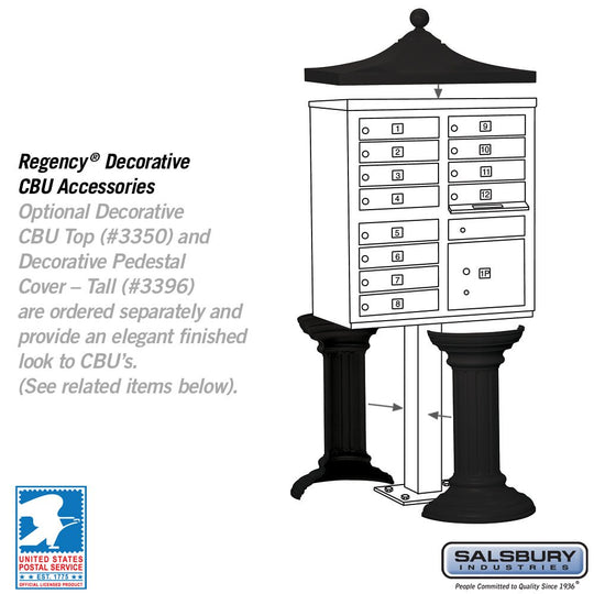 Salsbury 12 Tenant Doors and 1 Parcel Locker Cluster Box Unit (CBU) Mailbox with USPS Access - Model 3312 - Select Commercial Mailboxes