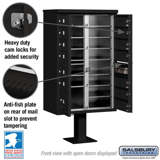Salsbury 13 Tenant Doors and 1 Parcel Locker Cluster Box Unit (CBU) Mailbox with USPS Access - Model 3313 - Select Commercial Mailboxes