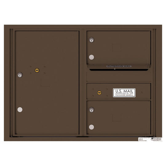 2 Oversized Tenant Doors with 1 Parcel Locker and Outgoing Mail Compartment - 4C Wall Mount 6 - High Mailboxes - 4C06D - 02 - Select Commercial Mailboxes