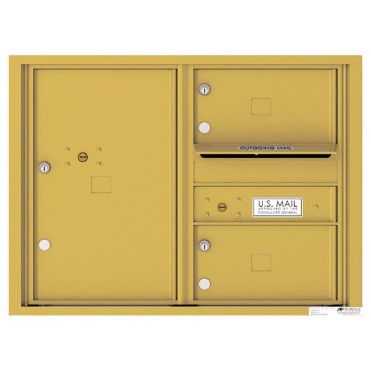 2 Oversized Tenant Doors with 1 Parcel Locker and Outgoing Mail Compartment - 4C Wall Mount 6 - High Mailboxes - 4C06D - 02 - Select Commercial Mailboxes