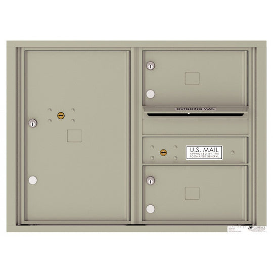 2 Oversized Tenant Doors with 1 Parcel Locker and Outgoing Mail Compartment - 4C Wall Mount 6 - High Mailboxes - 4C06D - 02 - Select Commercial Mailboxes