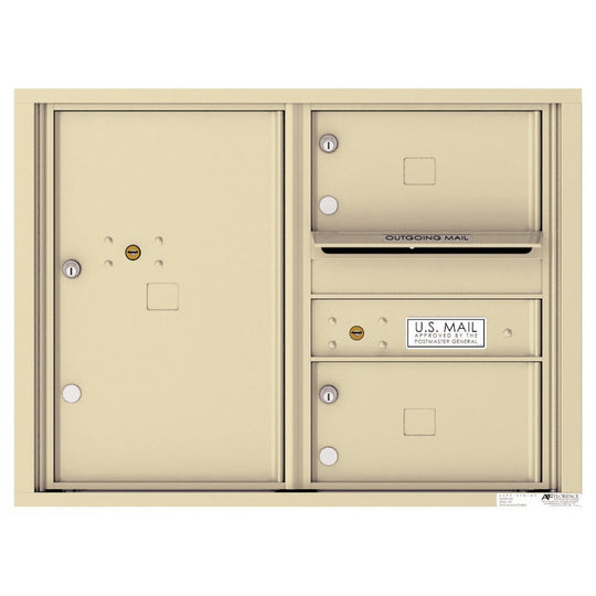 2 Oversized Tenant Doors with 1 Parcel Locker and Outgoing Mail Compartment - 4C Wall Mount 6 - High Mailboxes - 4C06D - 02 - Select Commercial Mailboxes