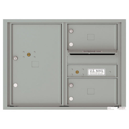 2 Oversized Tenant Doors with 1 Parcel Locker and Outgoing Mail Compartment - 4C Wall Mount 6 - High Mailboxes - 4C06D - 02 - Select Commercial Mailboxes