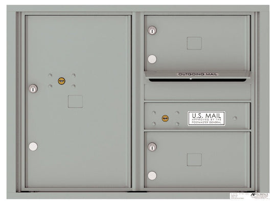 2 Oversized Tenant Doors with 1 Parcel Locker and Outgoing Mail Compartment - 4C Wall Mount 6 - High Mailboxes - 4C06D - 02 - Select Commercial Mailboxes