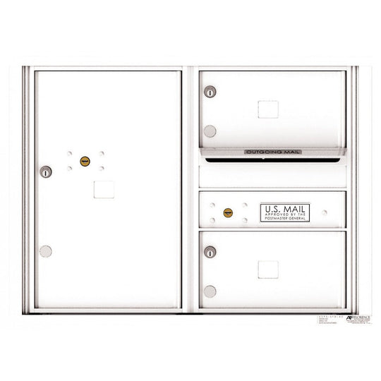2 Oversized Tenant Doors with 1 Parcel Locker and Outgoing Mail Compartment - 4C Wall Mount 6 - High Mailboxes - 4C06D - 02 - Select Commercial Mailboxes