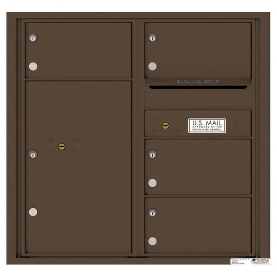 4 Oversized Tenant Doors with 1 Parcel Locker and Outgoing Mail Compartment - 4C Wall Mount 8 - High Mailboxes - 4C08D - 04 - Select Commercial Mailboxes