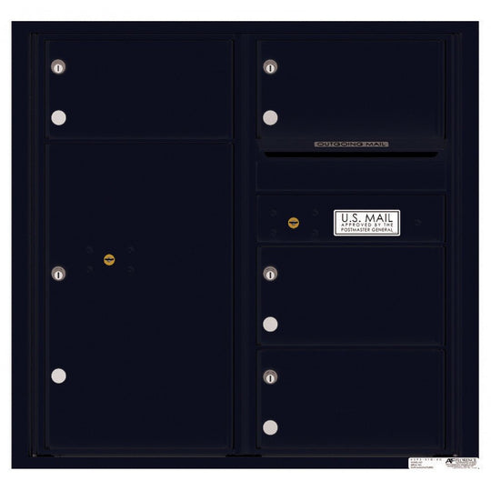 4 Oversized Tenant Doors with 1 Parcel Locker and Outgoing Mail Compartment - 4C Wall Mount 8 - High Mailboxes - 4C08D - 04 - Select Commercial Mailboxes