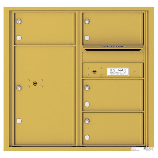 4 Oversized Tenant Doors with 1 Parcel Locker and Outgoing Mail Compartment - 4C Wall Mount 8 - High Mailboxes - 4C08D - 04 - Select Commercial Mailboxes