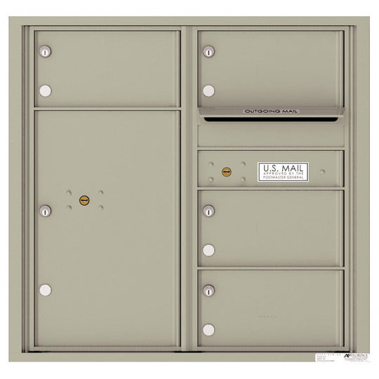 4 Oversized Tenant Doors with 1 Parcel Locker and Outgoing Mail Compartment - 4C Wall Mount 8 - High Mailboxes - 4C08D - 04 - Select Commercial Mailboxes