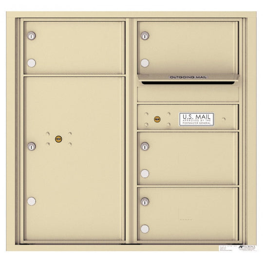 4 Oversized Tenant Doors with 1 Parcel Locker and Outgoing Mail Compartment - 4C Wall Mount 8 - High Mailboxes - 4C08D - 04 - Select Commercial Mailboxes