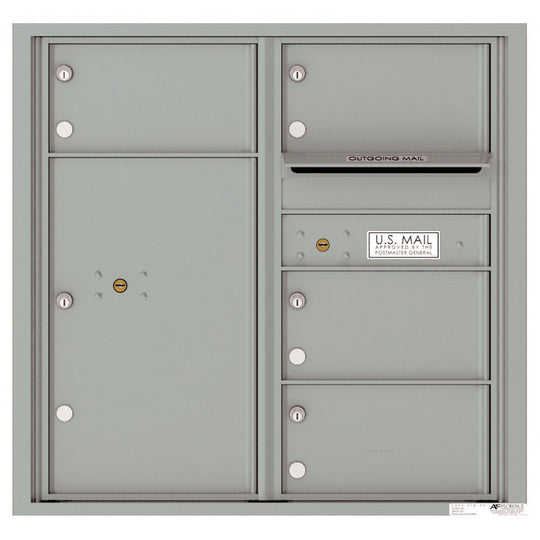 4 Oversized Tenant Doors with 1 Parcel Locker and Outgoing Mail Compartment - 4C Wall Mount 8 - High Mailboxes - 4C08D - 04 - Select Commercial Mailboxes