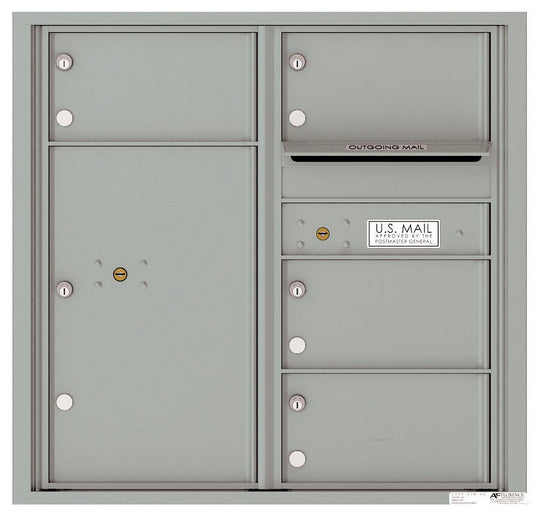 4 Oversized Tenant Doors with 1 Parcel Locker and Outgoing Mail Compartment - 4C Wall Mount 8 - High Mailboxes - 4C08D - 04 - Select Commercial Mailboxes