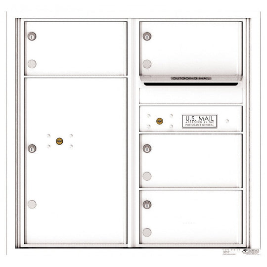 4 Oversized Tenant Doors with 1 Parcel Locker and Outgoing Mail Compartment - 4C Wall Mount 8 - High Mailboxes - 4C08D - 04 - Select Commercial Mailboxes
