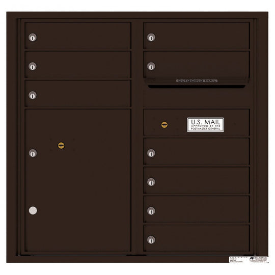 9 Tenant Doors with 1 Parcel Locker and Outgoing Mail Compartment - 4C Wall Mount 8 - High Mailboxes - 4C08D - 09 - Select Commercial Mailboxes