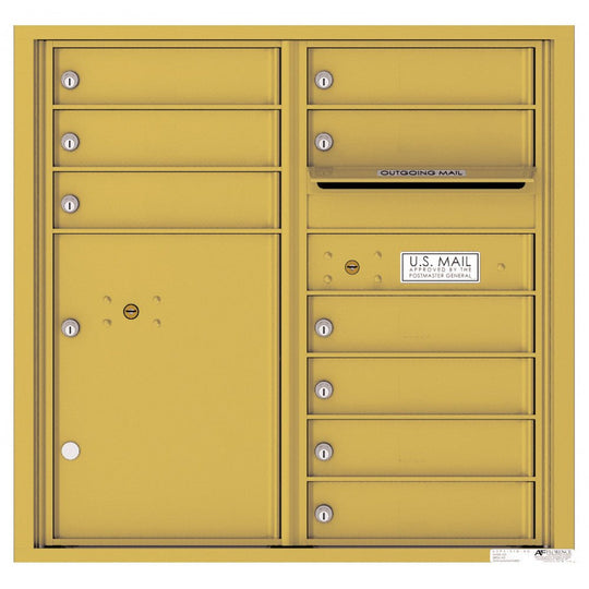9 Tenant Doors with 1 Parcel Locker and Outgoing Mail Compartment - 4C Wall Mount 8 - High Mailboxes - 4C08D - 09 - Select Commercial Mailboxes