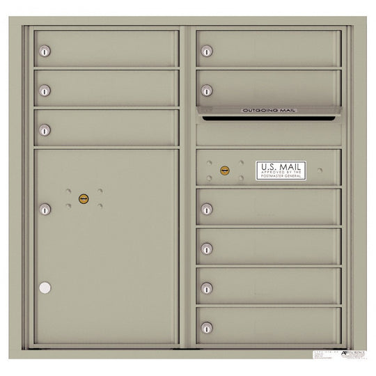 9 Tenant Doors with 1 Parcel Locker and Outgoing Mail Compartment - 4C Wall Mount 8 - High Mailboxes - 4C08D - 09 - Select Commercial Mailboxes