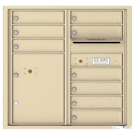 9 Tenant Doors with 1 Parcel Locker and Outgoing Mail Compartment - 4C Wall Mount 8 - High Mailboxes - 4C08D - 09 - Select Commercial Mailboxes