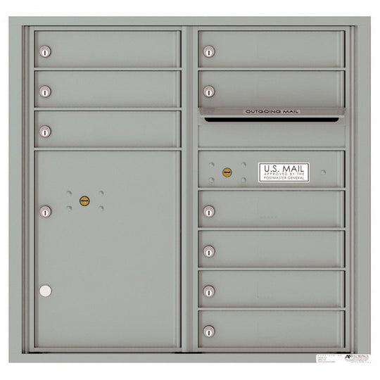 9 Tenant Doors with 1 Parcel Locker and Outgoing Mail Compartment - 4C Wall Mount 8 - High Mailboxes - 4C08D - 09 - Select Commercial Mailboxes