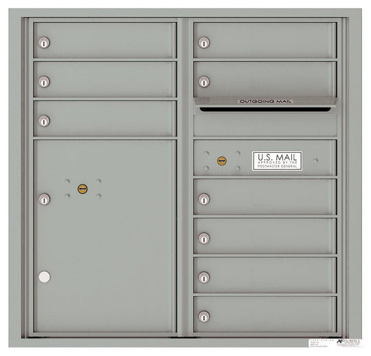 9 Tenant Doors with 1 Parcel Locker and Outgoing Mail Compartment - 4C Wall Mount 8 - High Mailboxes - 4C08D - 09 - Select Commercial Mailboxes