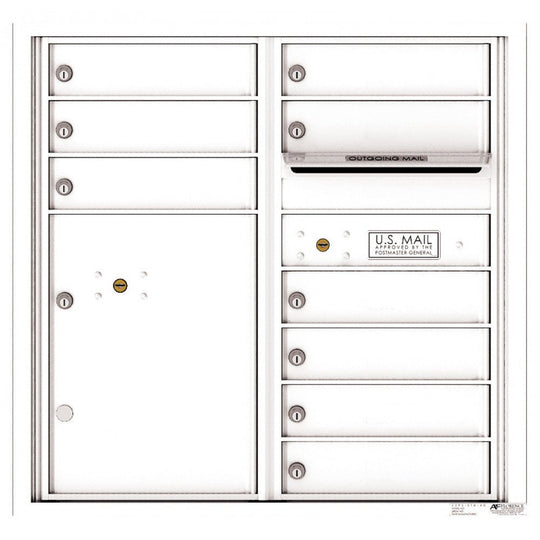 9 Tenant Doors with 1 Parcel Locker and Outgoing Mail Compartment - 4C Wall Mount 8 - High Mailboxes - 4C08D - 09 - Select Commercial Mailboxes
