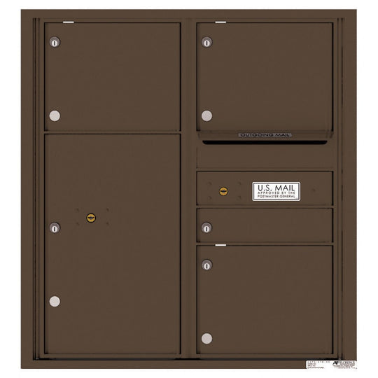 1 Standard and 3 Oversized Tenant Doors with 1 Parcel Locker and Outgoing Mail Compartment - 4C Wall Mount 9 - High Mailboxes - 4C09D - 04 - Select Commercial Mailboxes
