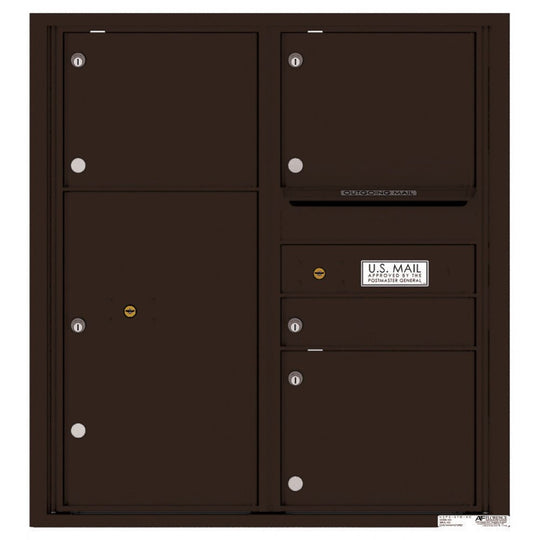 1 Standard and 3 Oversized Tenant Doors with 1 Parcel Locker and Outgoing Mail Compartment - 4C Wall Mount 9 - High Mailboxes - 4C09D - 04 - Select Commercial Mailboxes