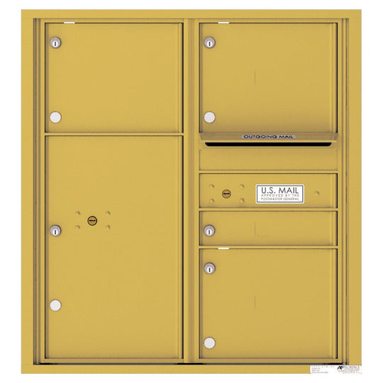 1 Standard and 3 Oversized Tenant Doors with 1 Parcel Locker and Outgoing Mail Compartment - 4C Wall Mount 9 - High Mailboxes - 4C09D - 04 - Select Commercial Mailboxes