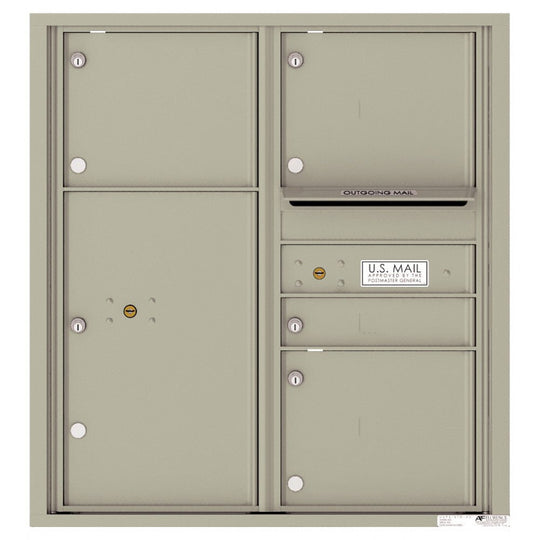 1 Standard and 3 Oversized Tenant Doors with 1 Parcel Locker and Outgoing Mail Compartment - 4C Wall Mount 9 - High Mailboxes - 4C09D - 04 - Select Commercial Mailboxes