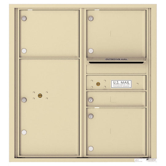 1 Standard and 3 Oversized Tenant Doors with 1 Parcel Locker and Outgoing Mail Compartment - 4C Wall Mount 9 - High Mailboxes - 4C09D - 04 - Select Commercial Mailboxes