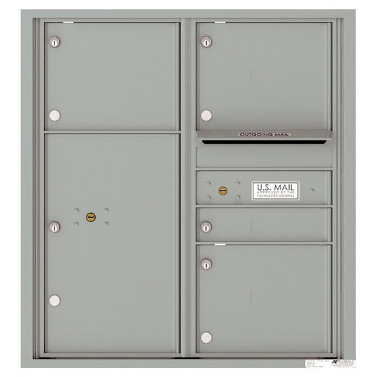 1 Standard and 3 Oversized Tenant Doors with 1 Parcel Locker and Outgoing Mail Compartment - 4C Wall Mount 9 - High Mailboxes - 4C09D - 04 - Select Commercial Mailboxes