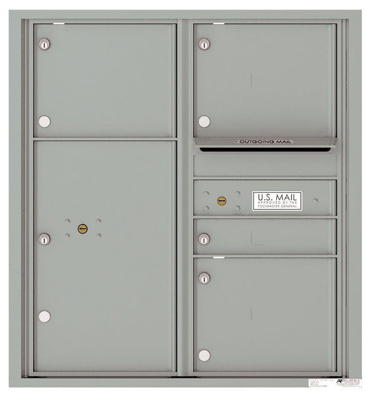 1 Standard and 3 Oversized Tenant Doors with 1 Parcel Locker and Outgoing Mail Compartment - 4C Wall Mount 9 - High Mailboxes - 4C09D - 04 - Select Commercial Mailboxes