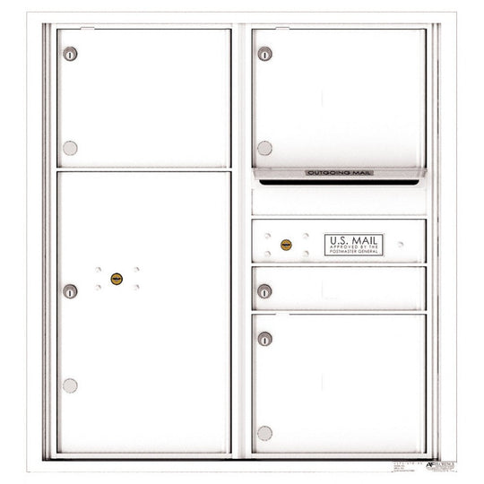 1 Standard and 3 Oversized Tenant Doors with 1 Parcel Locker and Outgoing Mail Compartment - 4C Wall Mount 9 - High Mailboxes - 4C09D - 04 - Select Commercial Mailboxes