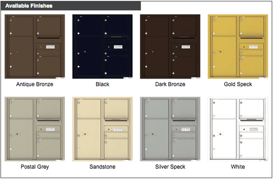 1 Standard and 3 Oversized Tenant Doors with 1 Parcel Locker and Outgoing Mail Compartment - 4C Wall Mount 9 - High Mailboxes - 4C09D - 04 - Select Commercial Mailboxes