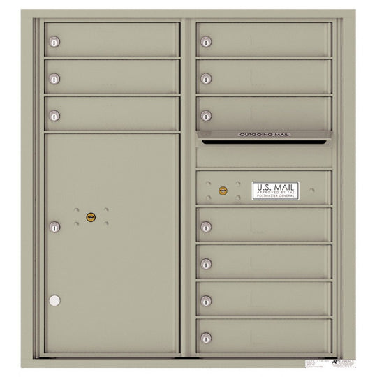 10 Tenant Doors with 1 Parcel Locker and Outgoing Mail Compartment - 4C Wall Mount 9 - High Mailboxes - 4C09D - 10 - Select Commercial Mailboxes