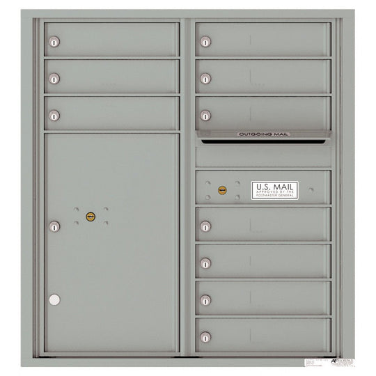 10 Tenant Doors with 1 Parcel Locker and Outgoing Mail Compartment - 4C Wall Mount 9 - High Mailboxes - 4C09D - 10 - Select Commercial Mailboxes