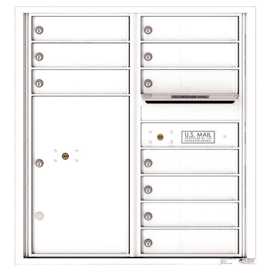 10 Tenant Doors with 1 Parcel Locker and Outgoing Mail Compartment - 4C Wall Mount 9 - High Mailboxes - 4C09D - 10 - Select Commercial Mailboxes