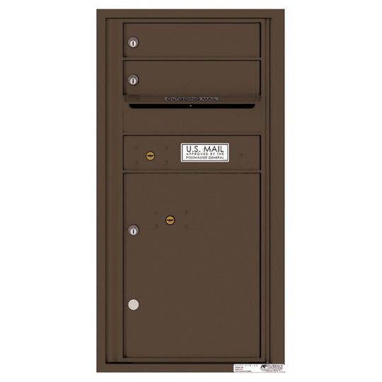 2 Tenant Doors with 1 Parcel Locker and Outgoing Mail Compartment - 4C Wall Mount 9 - High Mailboxes - 4C09S - 02 - Select Commercial Mailboxes
