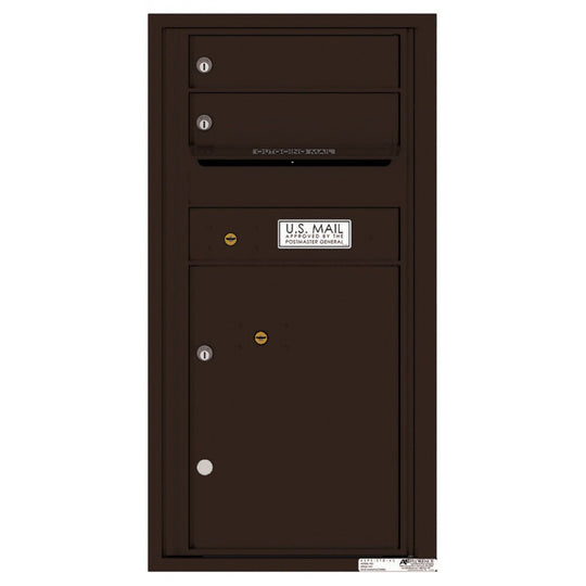 2 Tenant Doors with 1 Parcel Locker and Outgoing Mail Compartment - 4C Wall Mount 9 - High Mailboxes - 4C09S - 02 - Select Commercial Mailboxes
