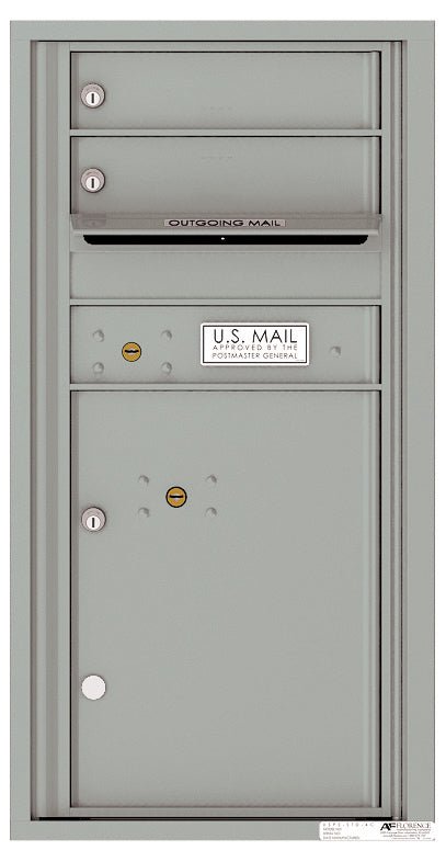 2 Tenant Doors with 1 Parcel Locker and Outgoing Mail Compartment - 4C Wall Mount 9 - High Mailboxes - 4C09S - 02 - Select Commercial Mailboxes