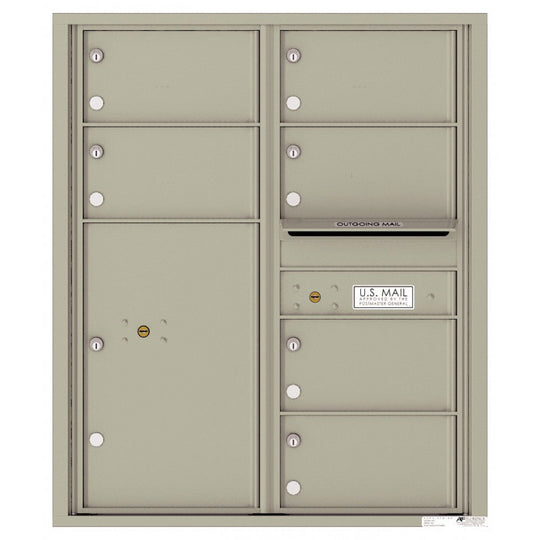6 Oversized Tenant Doors with 1 Parcel Locker and Outgoing Mail Compartment - 4C Wall Mount 10 - High Mailboxes - 4C10D - 06 - Select Commercial Mailboxes