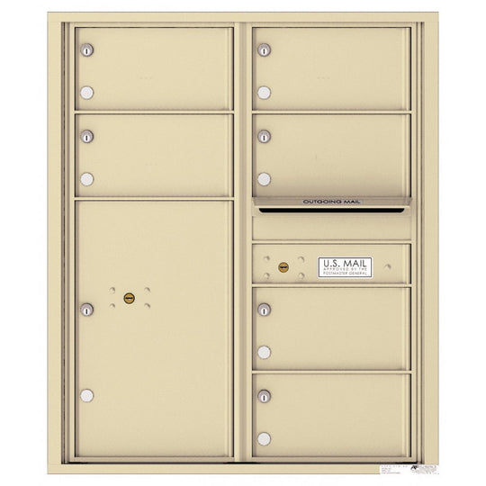 6 Oversized Tenant Doors with 1 Parcel Locker and Outgoing Mail Compartment - 4C Wall Mount 10 - High Mailboxes - 4C10D - 06 - Select Commercial Mailboxes