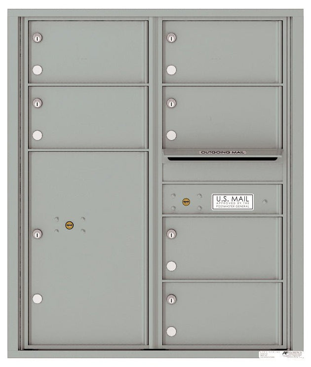 6 Oversized Tenant Doors with 1 Parcel Locker and Outgoing Mail Compartment - 4C Wall Mount 10 - High Mailboxes - 4C10D - 06 - Select Commercial Mailboxes