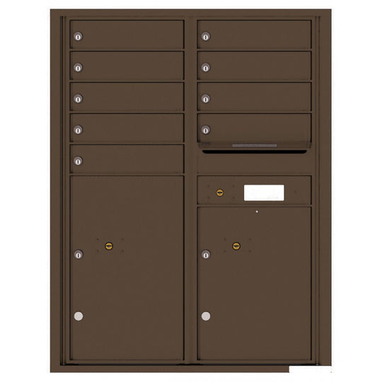 9 Tenant Doors with 2 Parcel Lockers and Outgoing Mail Compartment - 4C Wall Mount 11 - High Mailboxes - 4C11D - 09 - Select Commercial Mailboxes