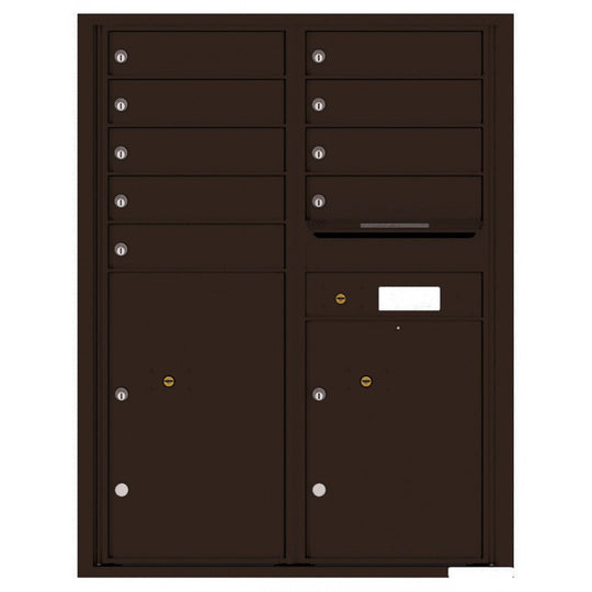 9 Tenant Doors with 2 Parcel Lockers and Outgoing Mail Compartment - 4C Wall Mount 11 - High Mailboxes - 4C11D - 09 - Select Commercial Mailboxes