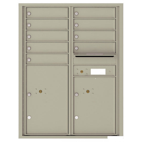 9 Tenant Doors with 2 Parcel Lockers and Outgoing Mail Compartment - 4C Wall Mount 11 - High Mailboxes - 4C11D - 09 - Select Commercial Mailboxes