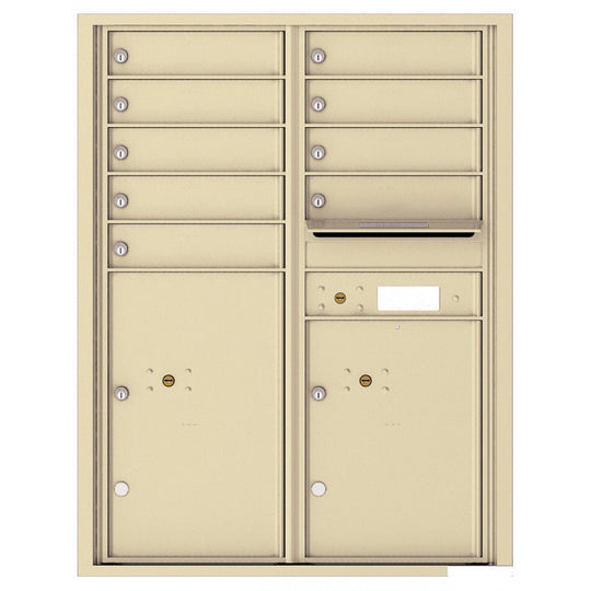 9 Tenant Doors with 2 Parcel Lockers and Outgoing Mail Compartment - 4C Wall Mount 11 - High Mailboxes - 4C11D - 09 - Select Commercial Mailboxes